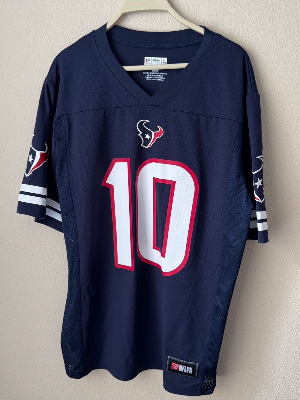 NFL Men's Size M NFLPA Texans DeAndre Hopkins 10 Jersey 100% Polyester FA19 Blue